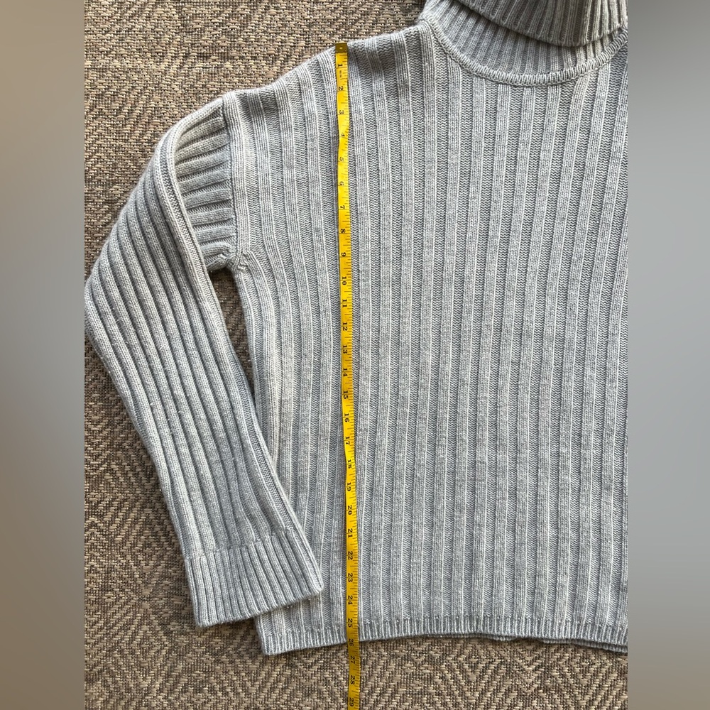 AG Adriano Goldschmied Gray Ribbed Wool Cashmere Turtleneck Sweater Womens M - Picture 3 of 6